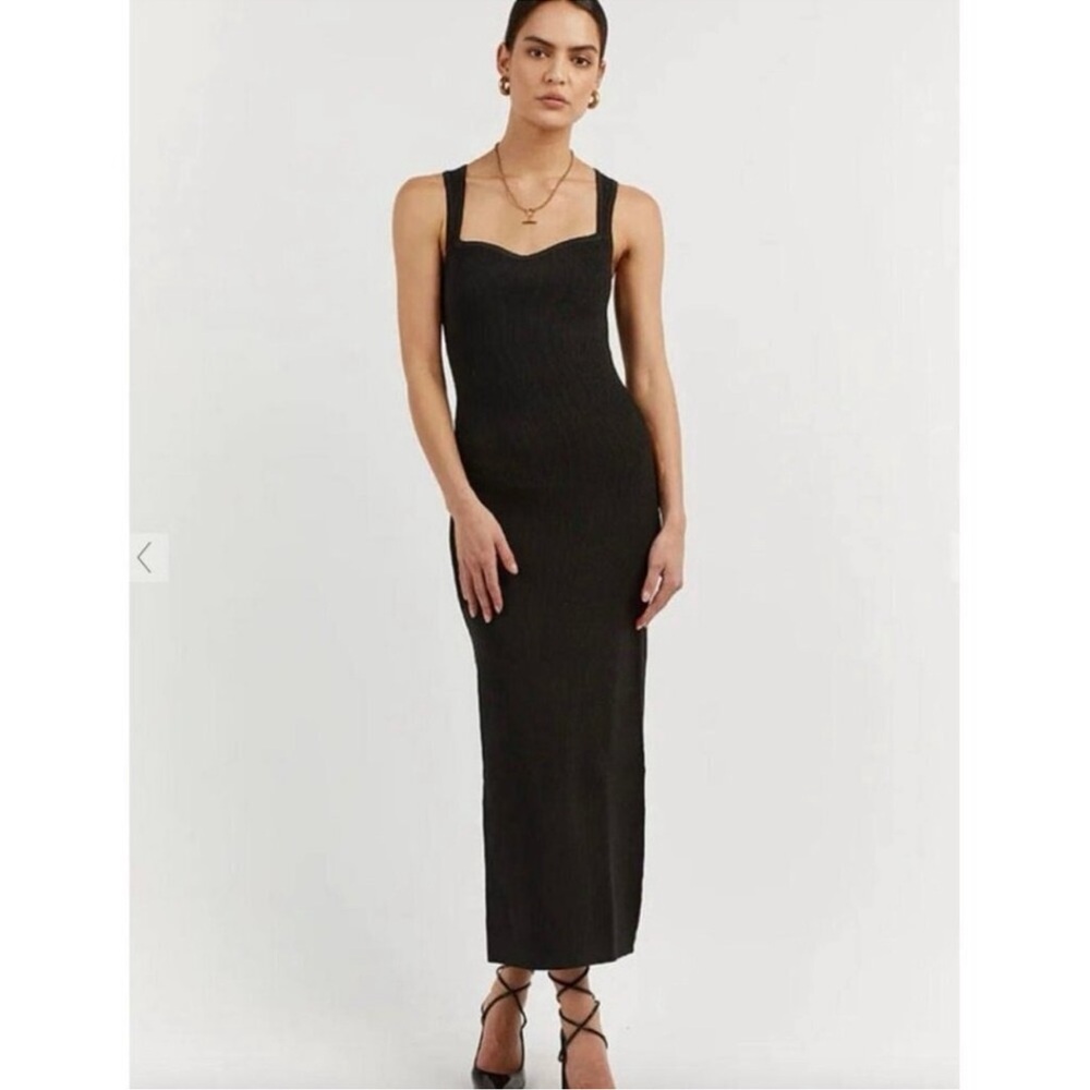 Dissh Fleur Black Knit Midi Dress